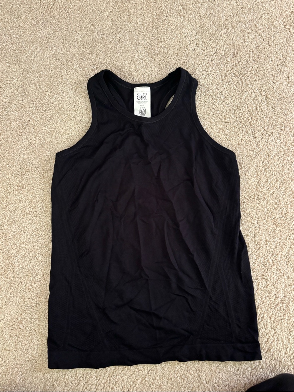 Athleta girl black athletic racerback lightweight fitted tank top 8/10.